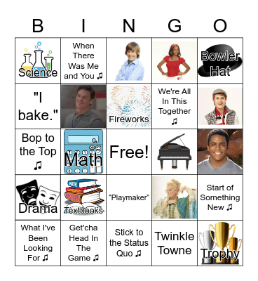 High School Musical Bingo Card