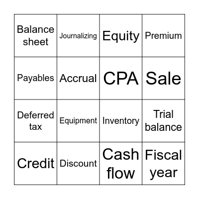 Accounting Bingo Card