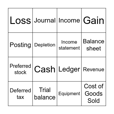 Accounting Bingo Card
