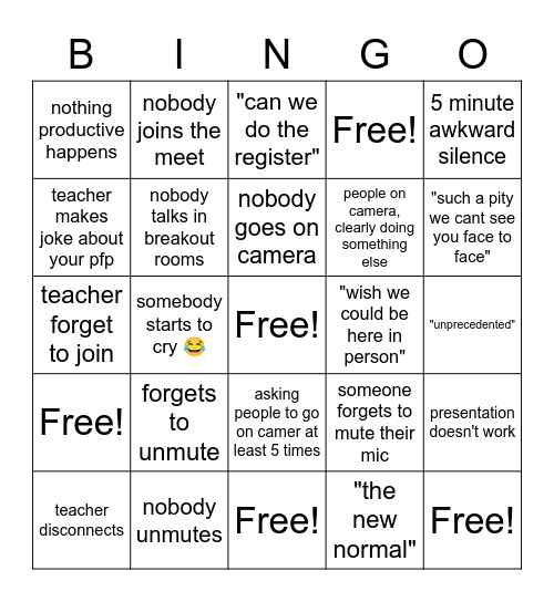6th form induction goes wrong Bingo Card