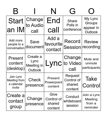 Lync Bingo Card