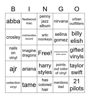 white girl bingo Card