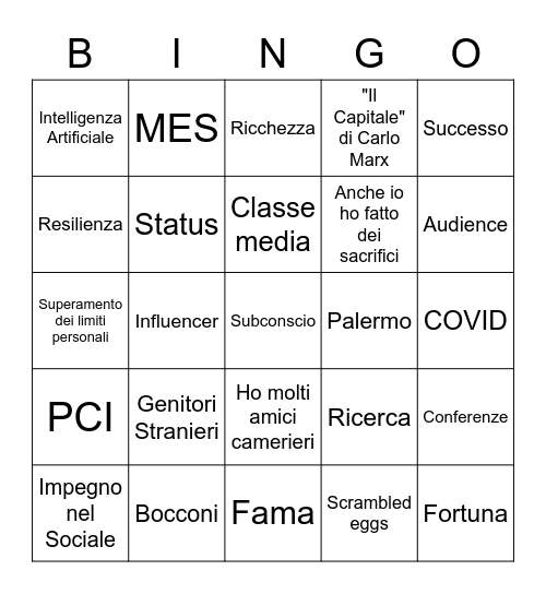 Le scuse di @Imenjane Bingo Card