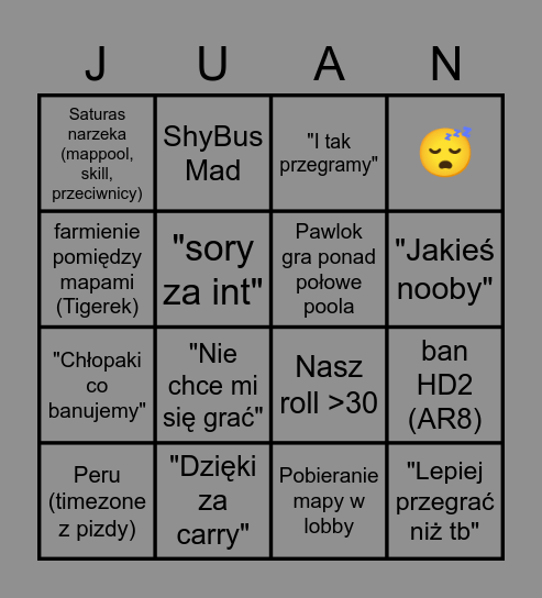 Juan Bingo Card