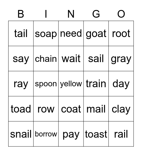 DINO Phonics 2 Unit 3 Bingo Card