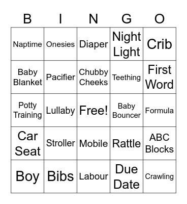 Leamully Baby Bingo Card