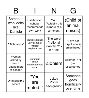 Memory Studies Conference Bingo Card