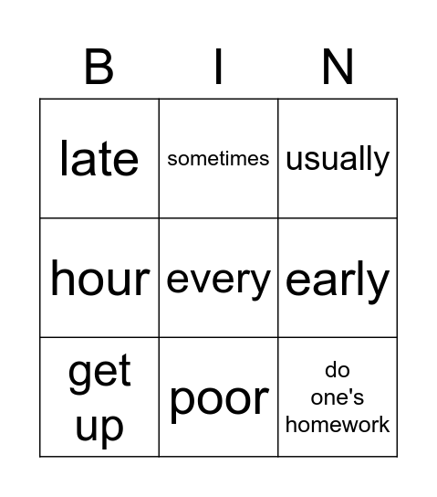 U1 Dialogue Bingo Card