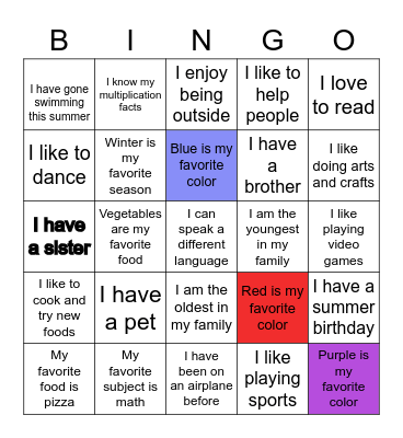 Get to Know you BINGO Card