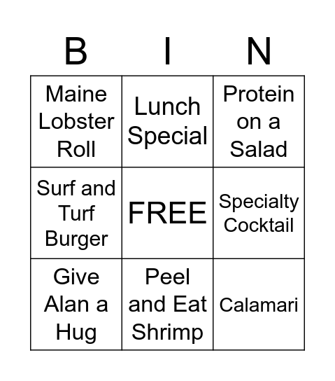 LUNCH BINGO Card