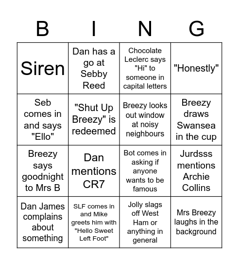 Breezy Bingo Card