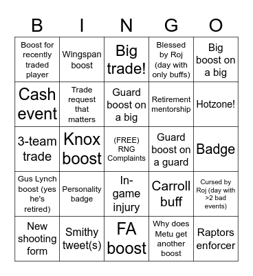 roj bingo Card