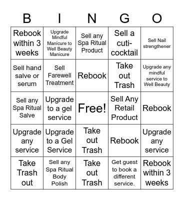 Nail Artist Bingo Card