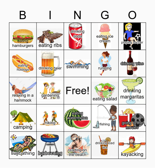 Summer Fun Bingo Card