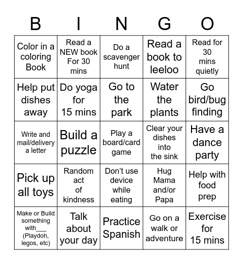 Rhone Bingo Card