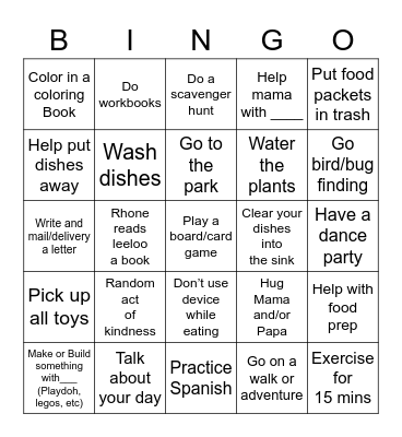 Leeloo Bingo Card