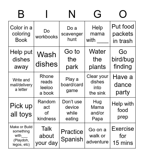 Leeloo Bingo Card