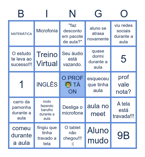 BINGO DOS PROFS E FUNCIONÁRIOS!!! Bingo Card