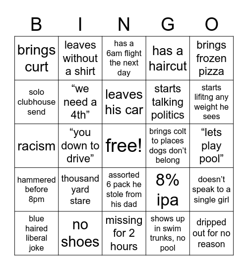 Brandon Bingo Card