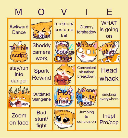 Monday Movie Bingo Madness Bingo Card