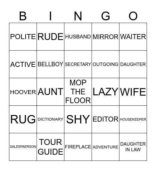 1-4 Bingo Card