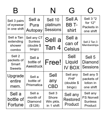 July Bingo Incentive Bingo Card