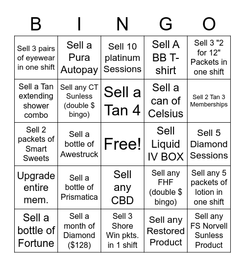 July Bingo Incentive Bingo Card