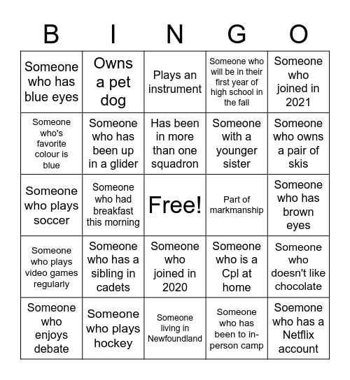 Gemini Flight Bingo Card