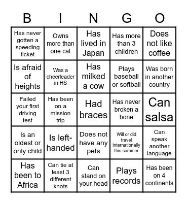 Stonehaven Icebreaker Bingo 2021 Bingo Card