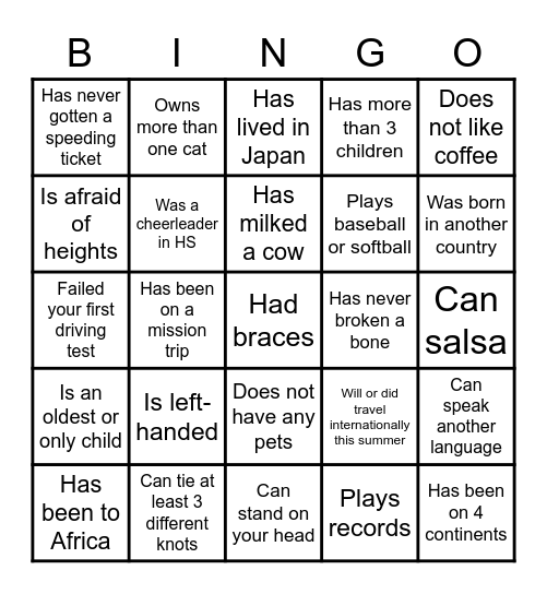 Stonehaven Icebreaker Bingo 2021 Bingo Card