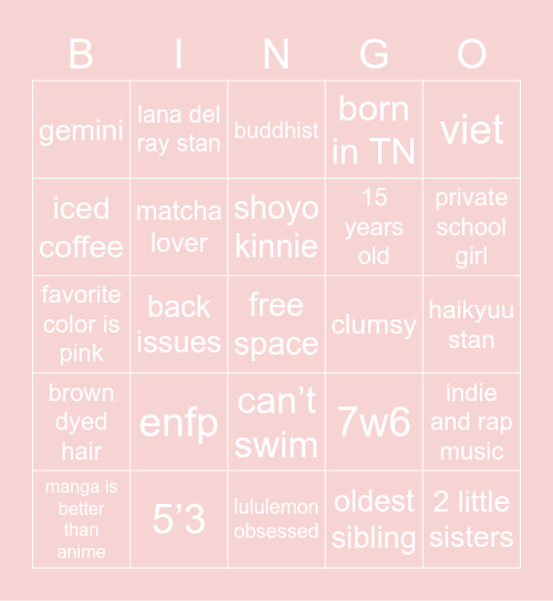 how alike are we! Bingo Card