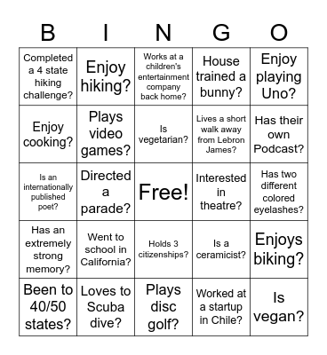Opening Ceremony Bingo Card