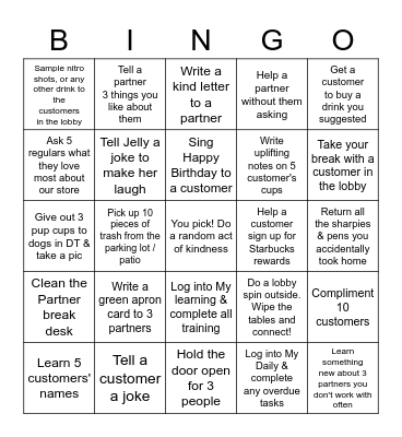 Week of Kindness Bingo Card