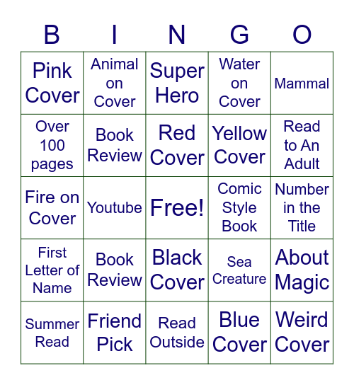 Reading Bingo Card