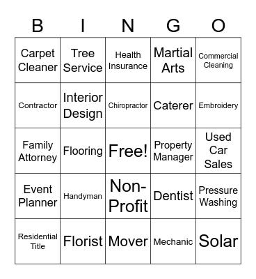 BNI of the Tiger Visitor Bingo Card