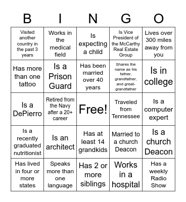 Find Someone Who... Bingo Card