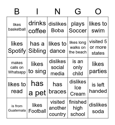 Find Someone who... Bingo Card