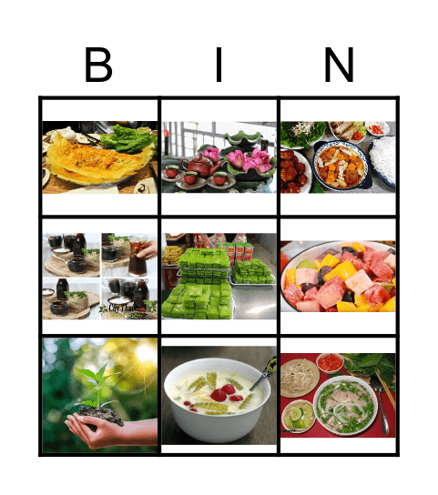 Món ăn Bingo Card