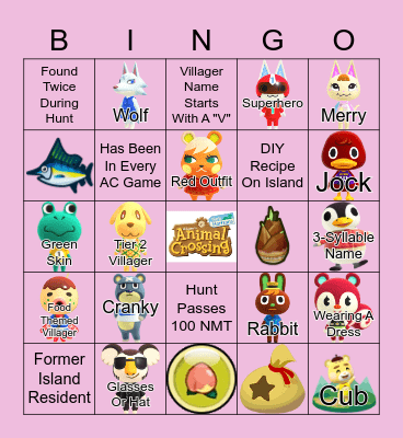 Villager Hunt Bingo~! <3 Bingo Card