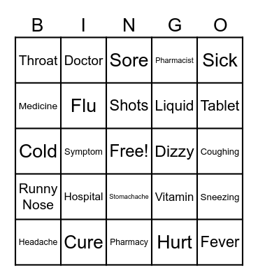 Medicine Bingo Card