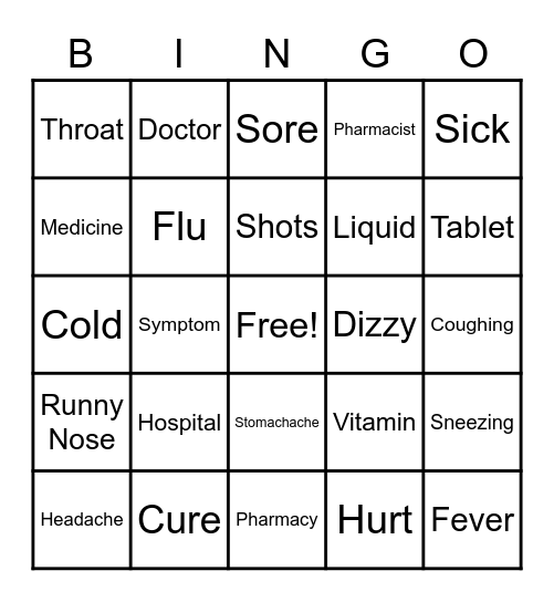 Medicine Bingo Card