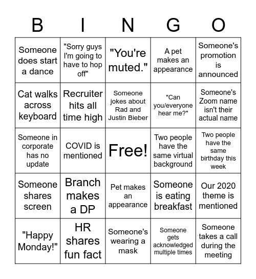BALANCE BINGO! Bingo Card