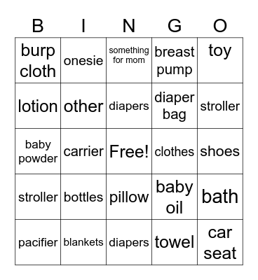Baby Bingo Card