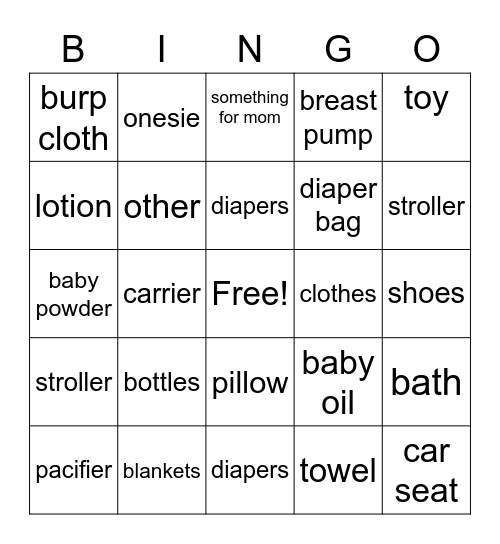 Baby Bingo Card