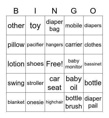 baby Bingo Card