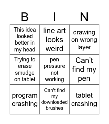 digital art Bingo Card