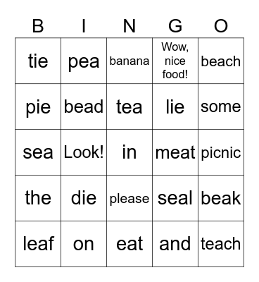 Dino Phonics 2 Unit 4 Bingo Card