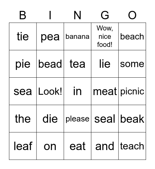 Dino Phonics 2 Unit 4 Bingo Card