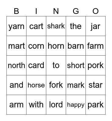 DINO Phonics 2 Unit 5 Bingo Card