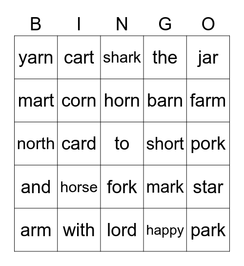 DINO Phonics 2 Unit 5 Bingo Card